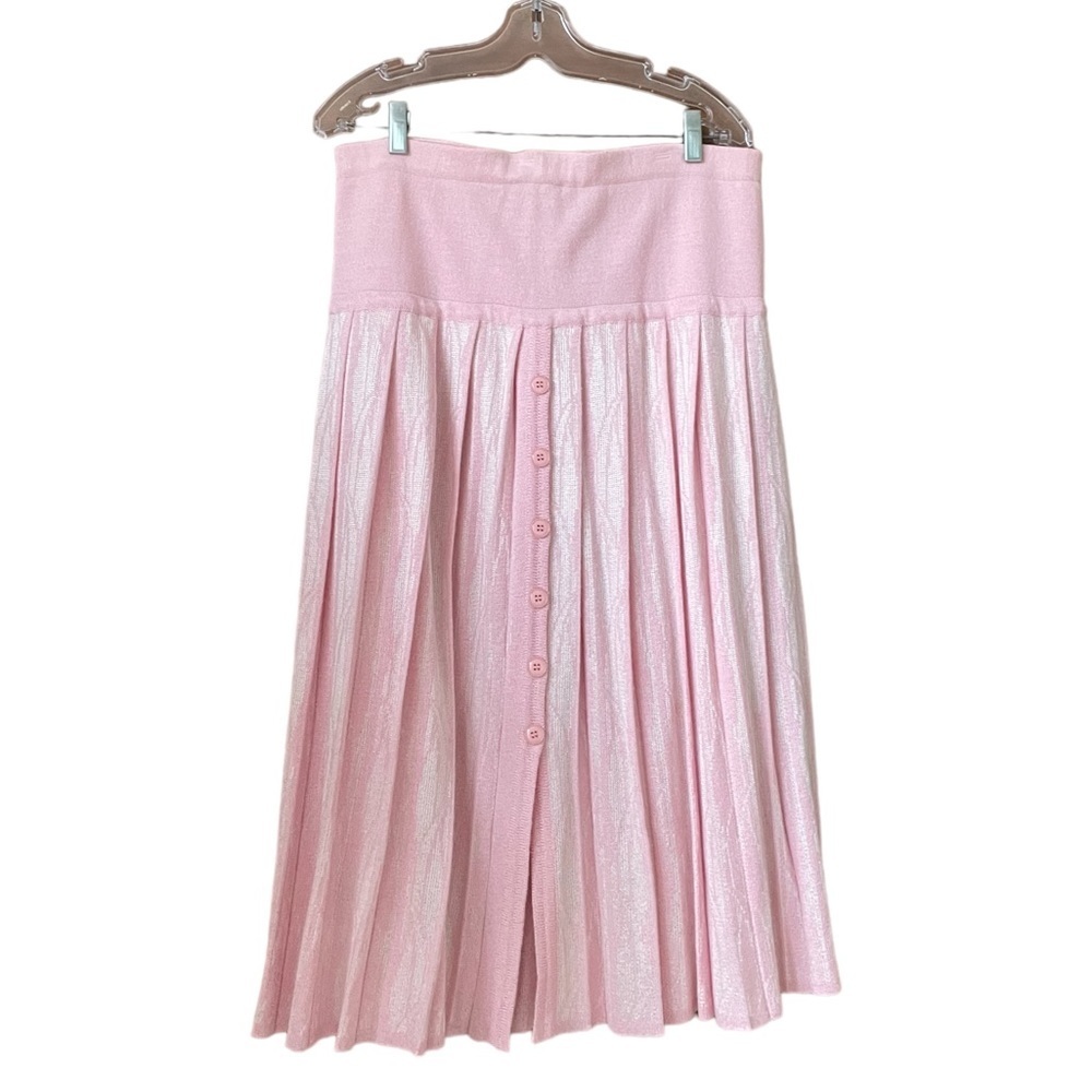 VINTAGE Pleated Wool Blend Pink Long Skirt Coquette 12